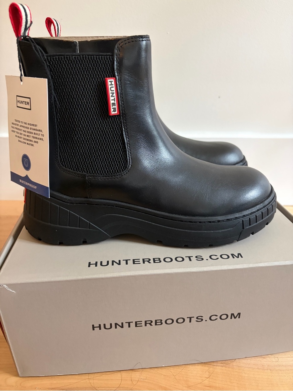 Hunter Black Chelsea Platform Rain Boots